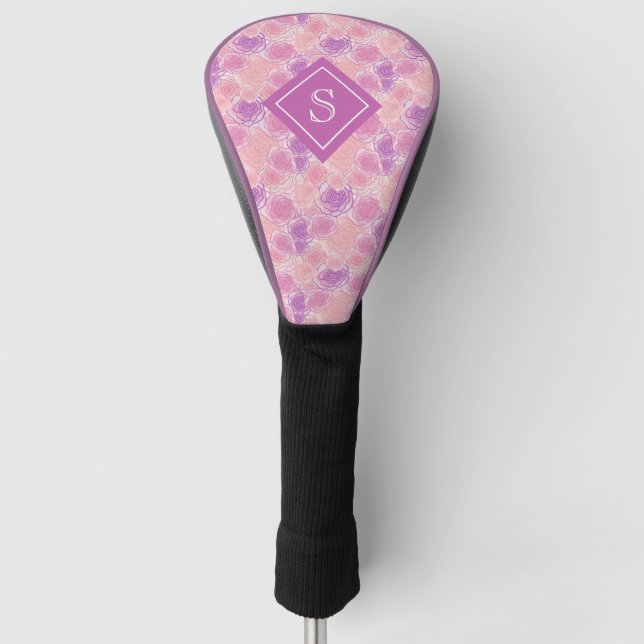 Couvre-club De Golf Romantique violet Rose personnalisé Monogramme (Devant)