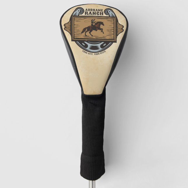 Couvre-club De Golf Roping Cowboy AJOUTER LE NOM Western Family Horse  (Devant)