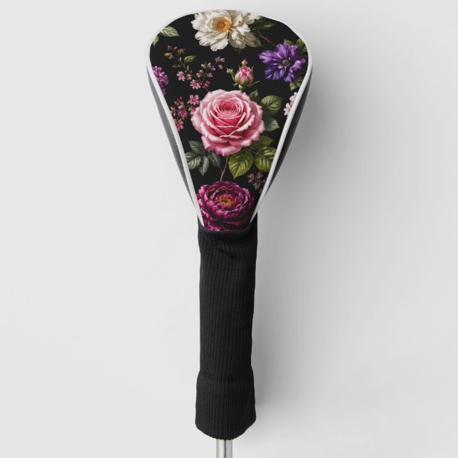 Couvre-club De Golf Rose en velours noir (Devant)