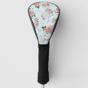 Couvre-club De Golf Rose et crème sur Floral Vintage bleu