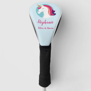 Couvre-club De Golf Rose et licorne magique bleue - personnalisés