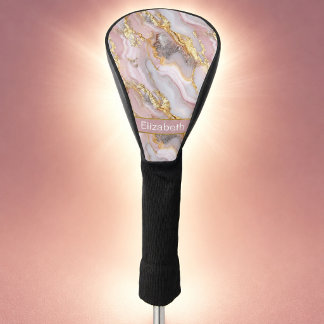 Couvre-club De Golf Rose Gold Moderne Personnalisé Motif Agate
