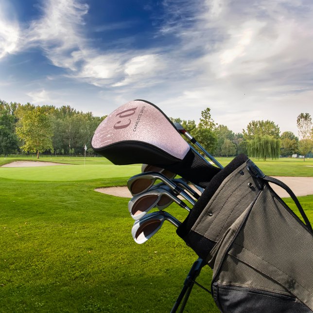 Couvre-club De Golf Rose or monogramme parties scintillant gouttes nom (Créateur téléchargé)