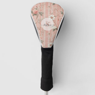 Couvre-club De Golf Rose rose vintage sur Arrière - plan rose rayé
