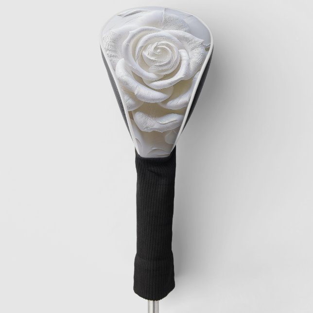 Couvre-club De Golf Rose sculptée - Blanc sur Blanc (Devant)