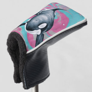 Couvre-club De Golf Rose solitaire de Teal de marbre de baleine