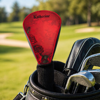 Couvre-club De Golf Roses Rouges Vintage Nom Personnalisé