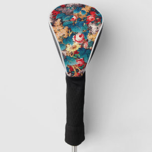 Couvre-club De Golf Roses rouges vintages et motif floral lilas