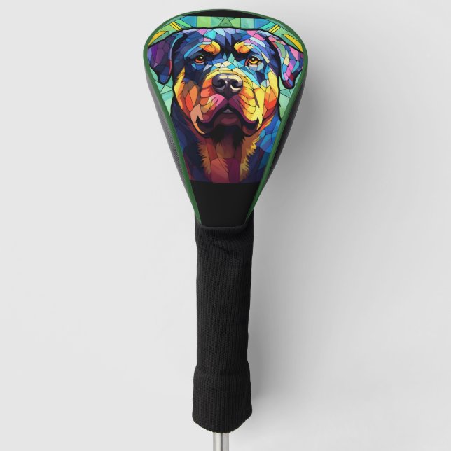 Couvre-club De Golf Rottweiler en vitrail  (Devant)
