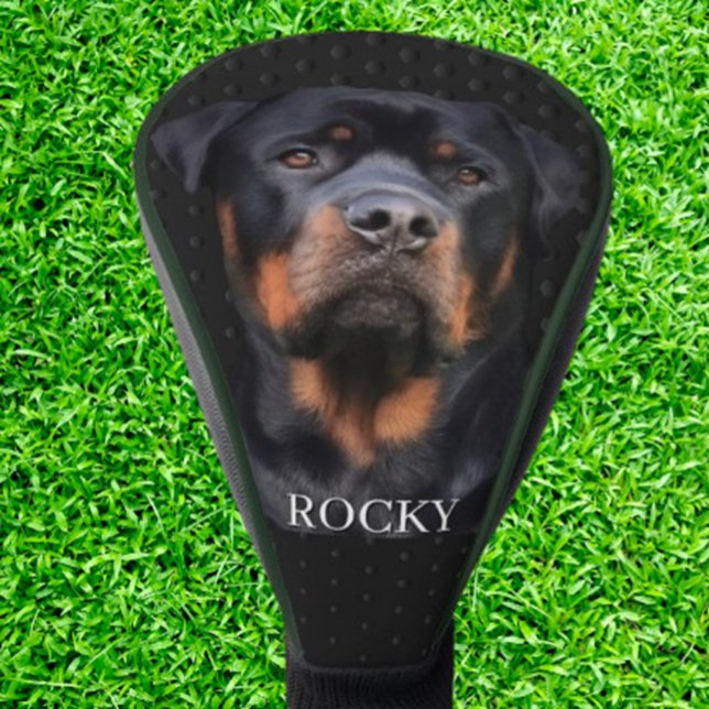 Couvre-club De Golf Rottweiler Gris Foncé (Protect your clubs in style with our Rottweiler golf head cover featuring dark grey dots)