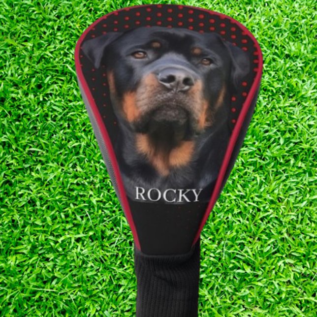 Couvre-club De Golf Rottweiler Red  (Protect your clubs in style with our Rottweiler unique red dots golf head cover. )