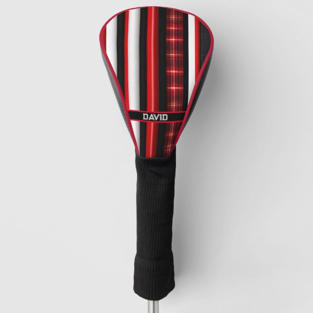 Couvre-club De Golf Rouge Noir Abstrait Plaid Collection tendance (Devant)