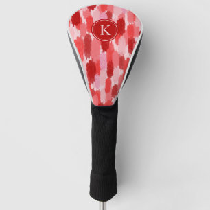 Couvre-club De Golf Rouge rose Abstrait brosses Motif Monogramme