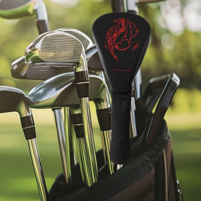 Couvre-club De Golf Rouge Tribal Dragon Noir (Créateur téléchargé)