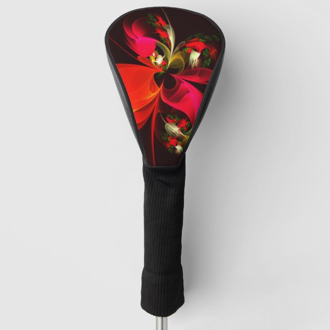 Couvre-club De Golf Rouge Vert Floral Moderne Art Abstrait Motif #02 (Devant)
