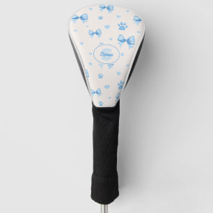 Couvre-club De Golf Ruban bleu, Coeur et Motif Empreinte de patte sur