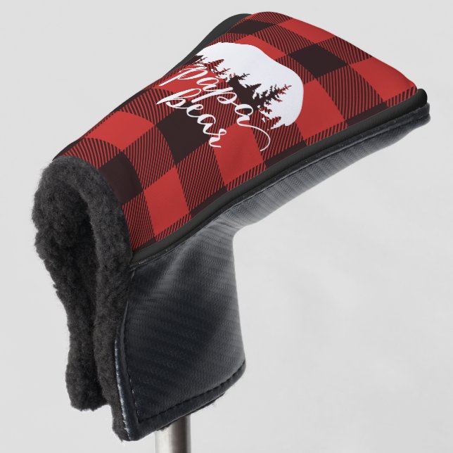 Couvre-club De Golf Russe Papa Bear Red & Black Buffalo Plaid (Devant 3/4)