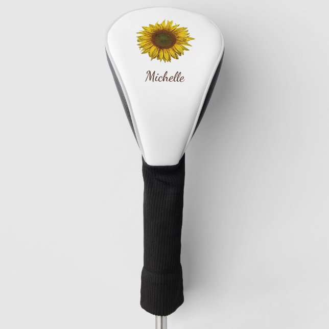 Couvre-club De Golf Rustic Sunflower Botanical Boho Personalized (Devant)