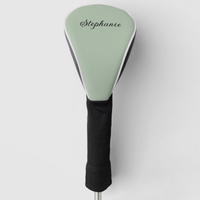Couvre-club De Golf Sage Green Nom Moderne Élégant Monogramme Boho (Devant)