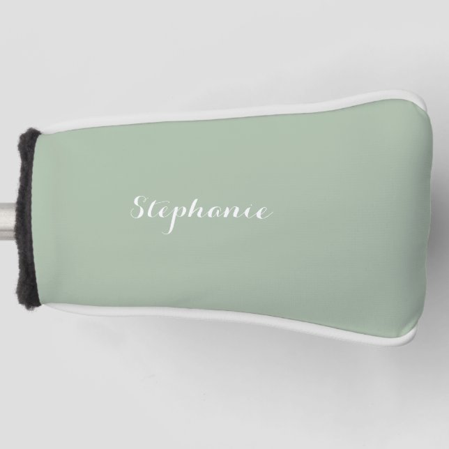 Couvre-club De Golf Sage Green Nom Moderne Élégant Monogramme Boho (Devant)