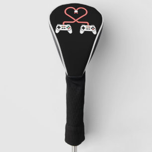Couvre-club De Golf Saint-Valentin de joueur vidéo avec cœur de manett