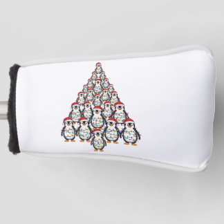 Couvre-club De Golf Sapin de Noël Pingouin Chapeau de Père Noël Lumièr