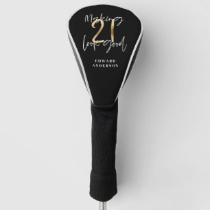 Couvre-club De Golf Scénario moderne de 21e anniversaire noir et or