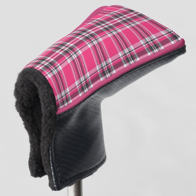 Couvre-club De Golf Scotland Pink et Black Tartan Plaid (Devant 3/4)