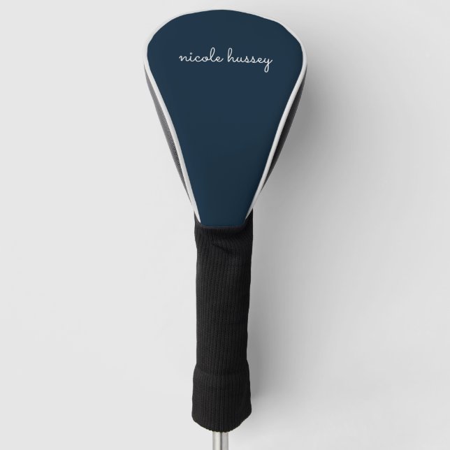 Couvre-club De Golf Script bleu marine | Moderne Monogramme élégant (Devant)