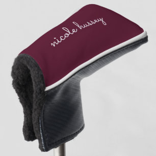 Couvre-club De Golf Script Bourgogne Monogramme moderne élégant