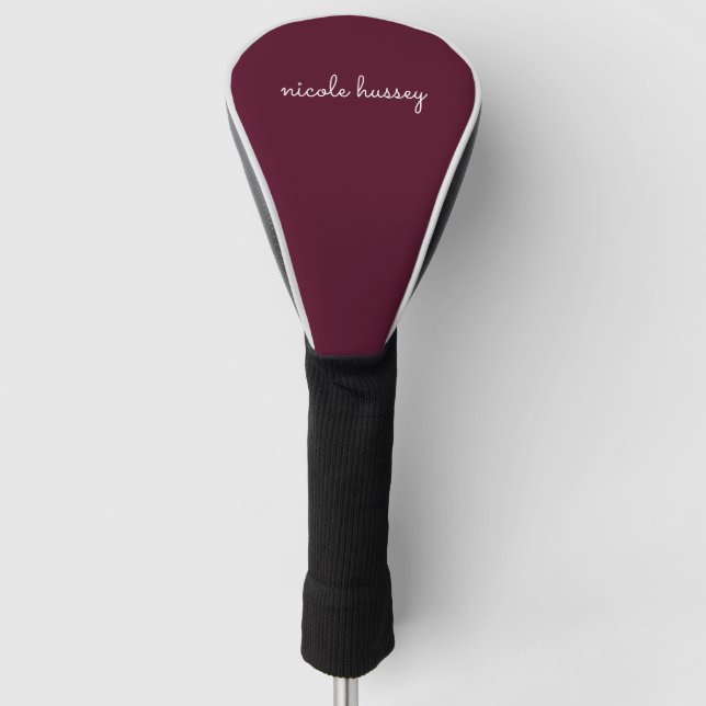 Couvre-club De Golf Script Bourgogne | Monogramme moderne élégant (Devant)