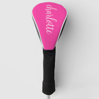 Couvre-club De Golf Script de calligraphie de fille rose et blanc chau