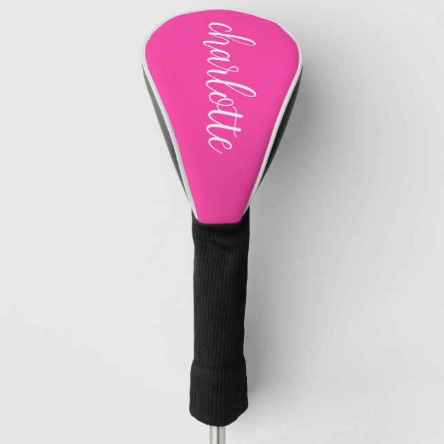 Couvre-club De Golf Script de calligraphie de fille rose et blanc chau (Devant)