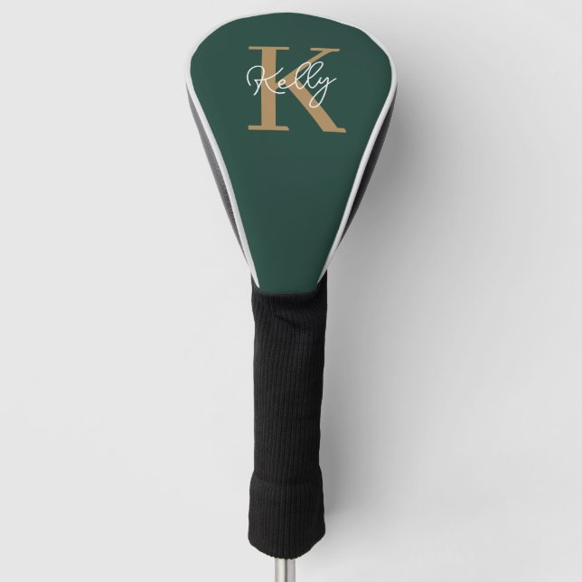 Couvre-club De Golf Script moderne Emerald Green Gold (Devant)