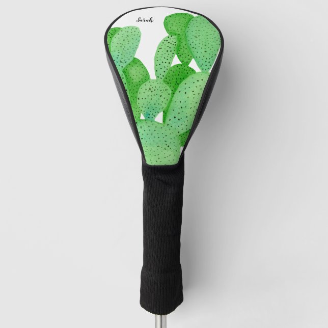 Couvre-club De Golf Script Prickly Pear Cactus personnalisé (Devant)