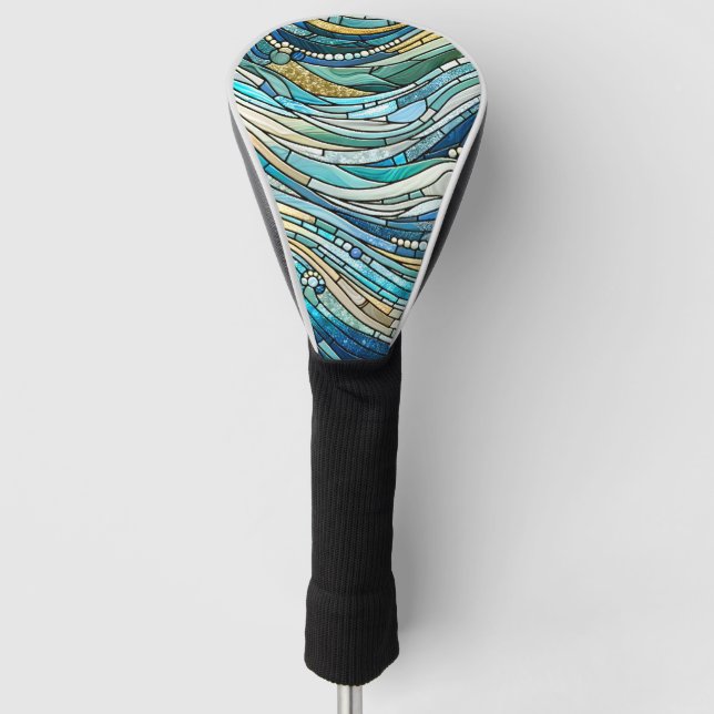 Couvre-club De Golf Sea of Waves Teal Mosaic Fine Art (Devant)