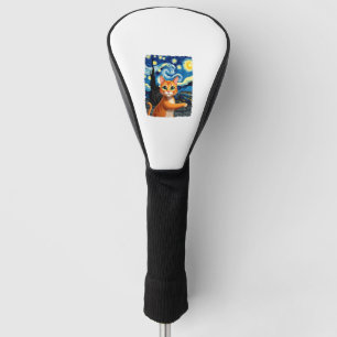 Couvre-club De Golf Selfie de chat orange La nuit étoilée Maman chat A