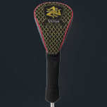 Couvre-club De Golf Sembler classique Trinacria sicilien<br><div class="desc">Sembler classique Trinacria sicilien Noir et or Motif de Quatrefoil Votre texte Votre couleur d'arrière - plan Le mot Trinacria signifie la triangle et se rapporte à la forme de l'île. Le symbole est la tête de la méduse (une tête des serpents) entourée par trois cuisses courantes pliées et trois...</div>