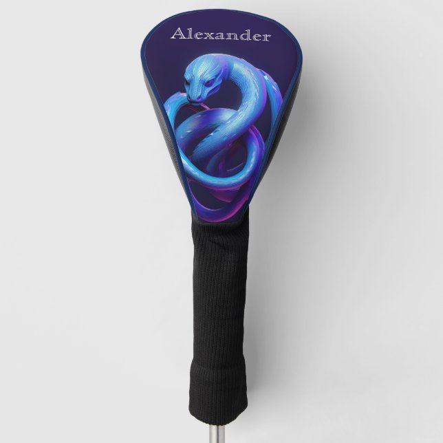 Couvre-club De Golf Serpent Bleu Avec Votre Nom (Devant)