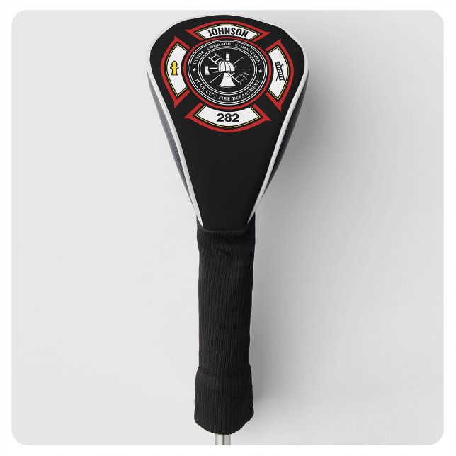 Couvre-club De Golf Service d'incendie AJOUTEZ NOM Insigne de pompier  (Créateur téléchargé)