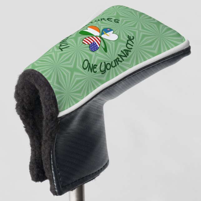 Couvre-club De Golf Shamrock de drapeaux irlandais américains (Devant 3/4)