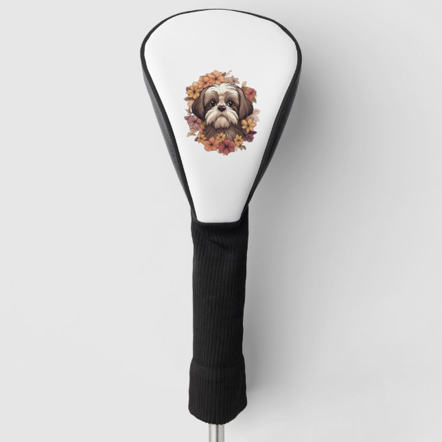 Couvre-club De Golf Shih Tzu en Fleurs Automnes T-shirt classique (Devant)