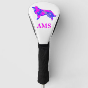 Couvre-club De Golf Silhouette de Border Collie Chien Mignon en N&B