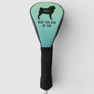 Couvre-club De Golf Silhouette de carlin avec texte personnalisé
