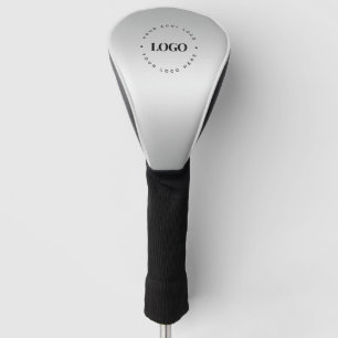 Couvre-club De Golf Silver Grey Custom Round Business Logo Company