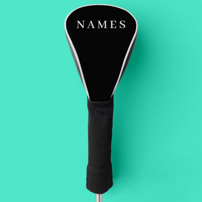 Couvre-club De Golf Simple Black Custom Ajouter Votre Nom Élégant (Créateur téléchargé)