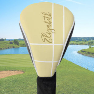 Couvre-club De Golf Simple jaune minimaliste nom personnalisé dames
