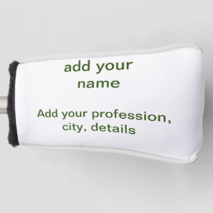 Couvre-club De Golf Simple minimal vert ajouter votre texte nom photo