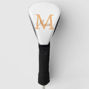 Couvre-club De Golf simple minimum ajouter nom monogramme orange brun