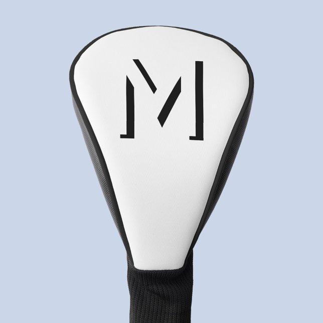 Couvre-club De Golf Simple Monogramme initial ombre portée personnalis (Modern monogram initial drop shadow typography personalized golf head cover)